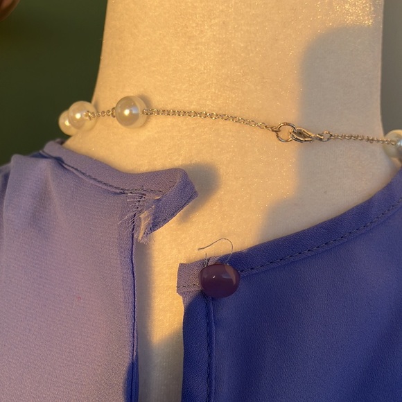 Vintage 70s 80s Periwinkle Secretary Dress - Picture 6 of 8